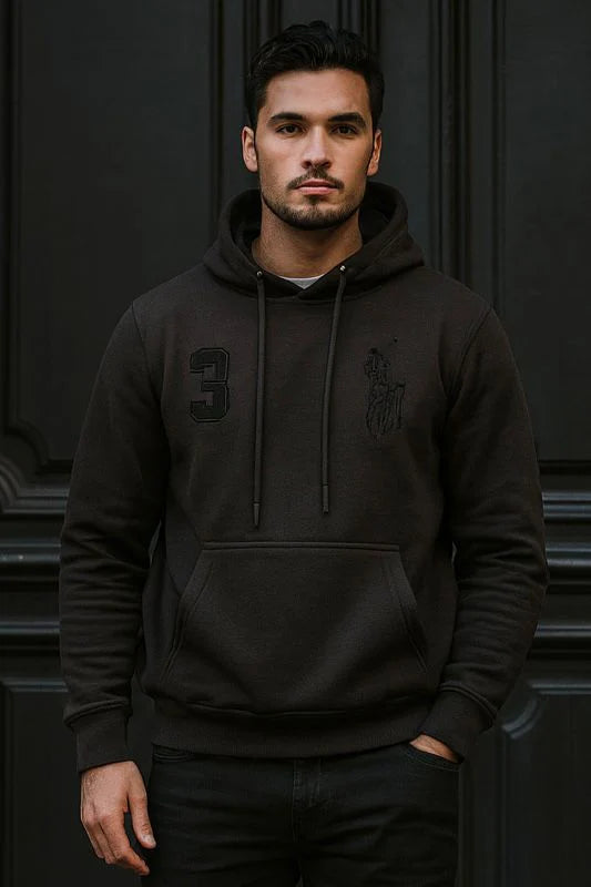 0.01 COZY CLASSIC FLEECE HOODIE-BLACK