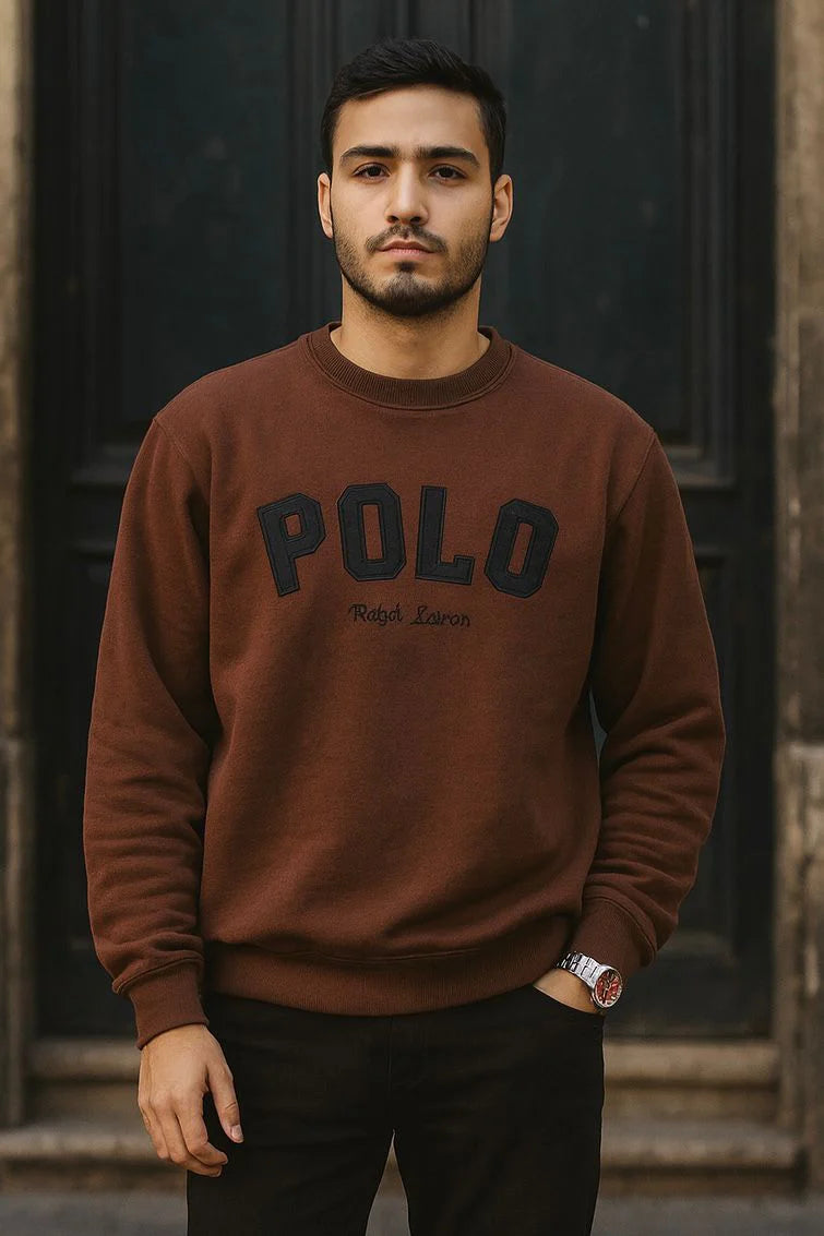 COMFORT COTTON FLEECE SWEATSHIRT'S-BROWN