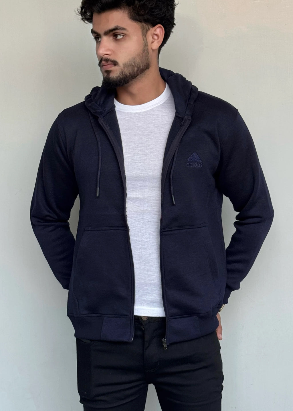 0.02 COMFORTABLE CLASSIC FLEECE HOODIE-BLUE