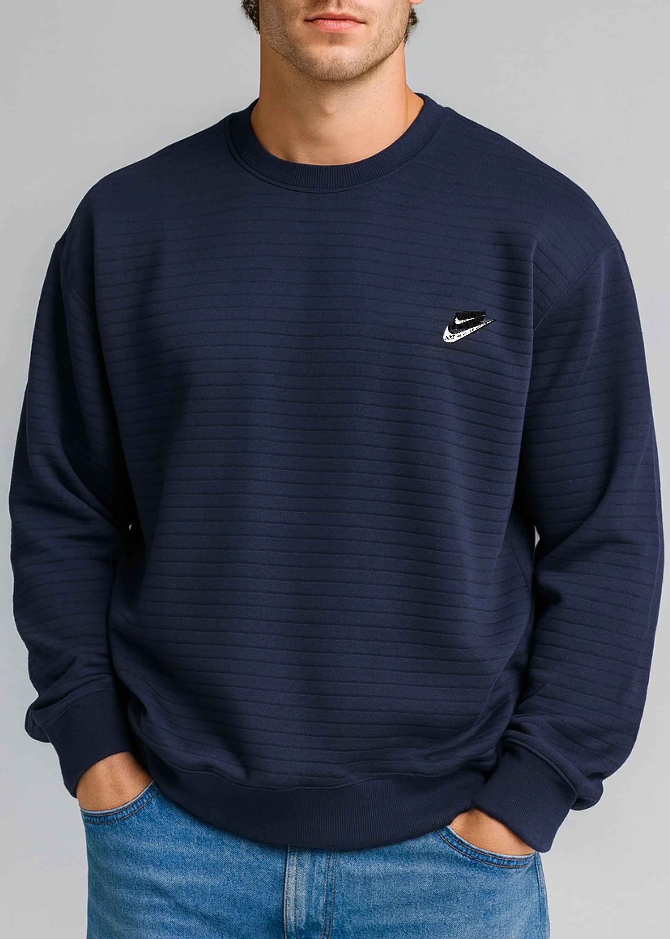 HERITAGE WAVE TEXTURED SHIRT-NAVY