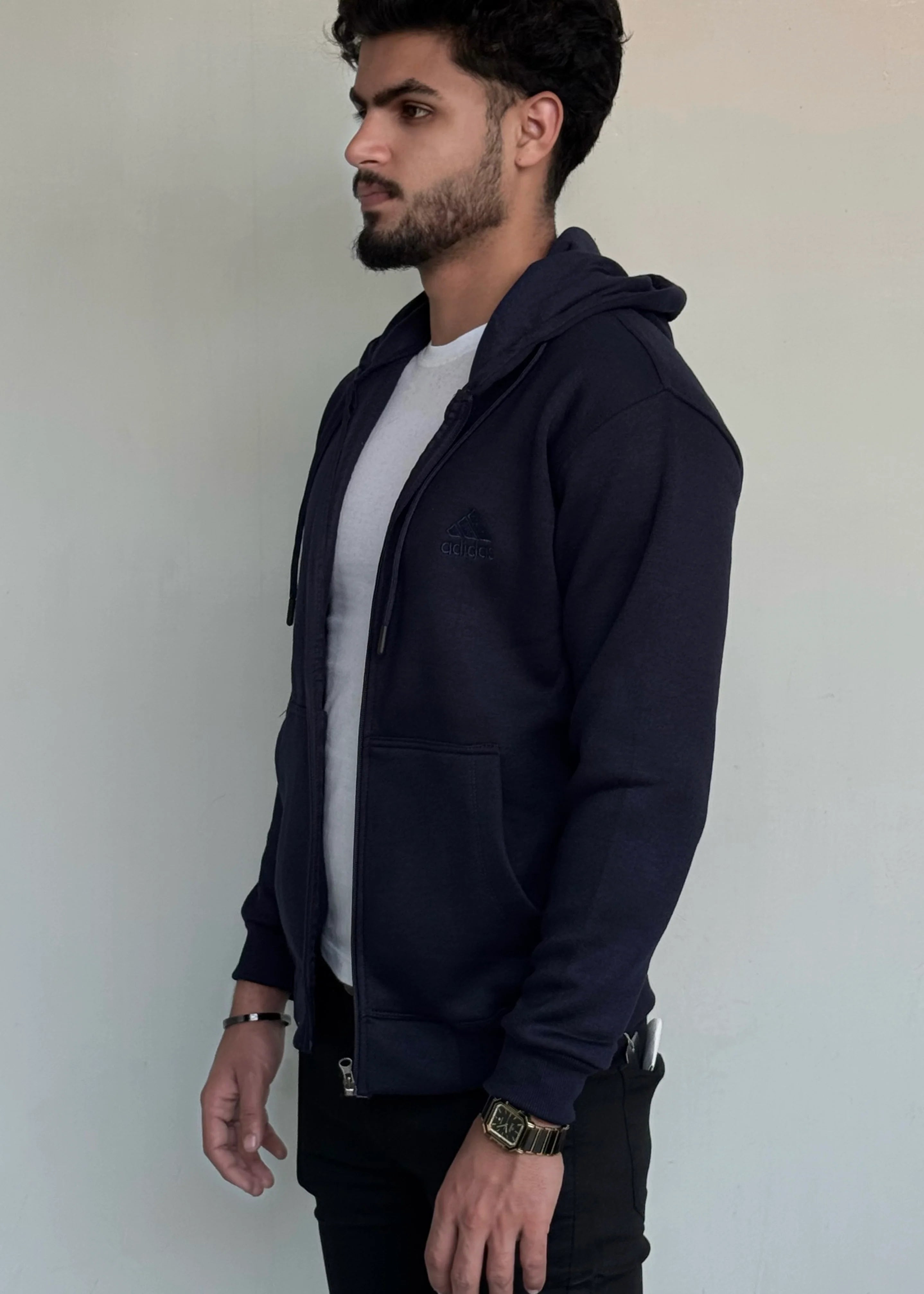 0.02 COMFORTABLE CLASSIC FLEECE HOODIE-BLUE