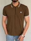 LUXURY COTTON HALF SLEEVES POLO-BROWN