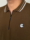 LUXURY COTTON HALF SLEEVES POLO-BROWN
