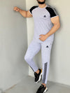 003 BLACK LOGO & BLACK PANEL TRACKSUIT COTTON TWINSET  - GREY
