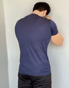 SMOOTH FLEX T-SHIRT WITH UNIQUE HALF SLEEVES DESIGN - NAVY BLUE