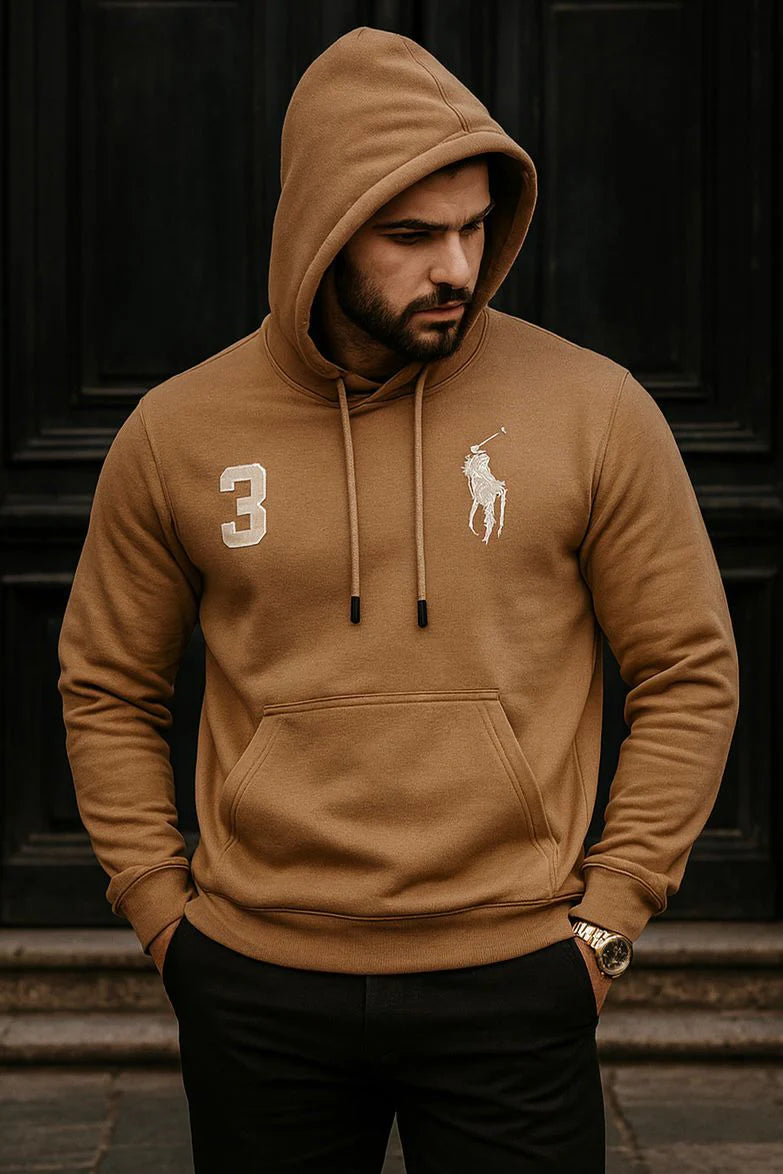 Camel Polo Heritage Hoodie-TAN
