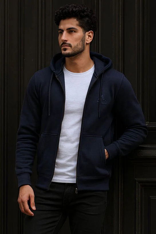 0.02 COMFORTABLE CLASSIC FLEECE HOODIE-BLUE