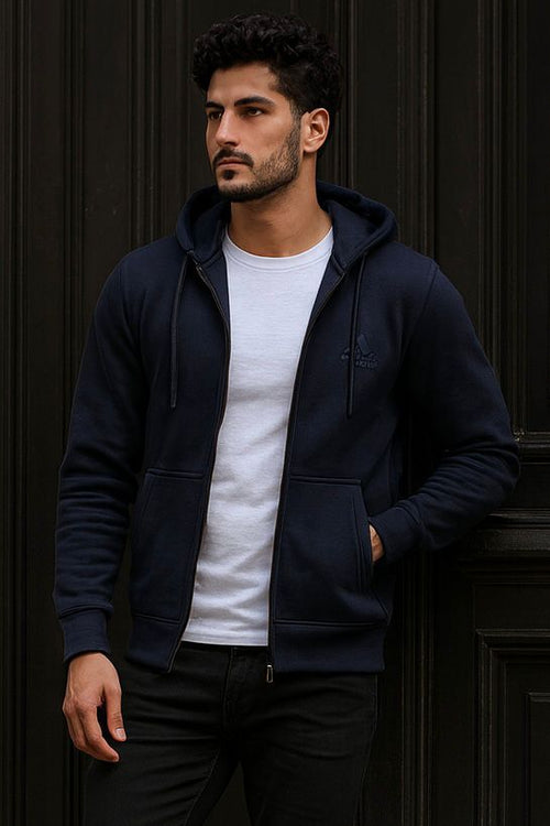 0.02 COMFORTABLE CLASSIC FLEECE HOODIE-BLUE