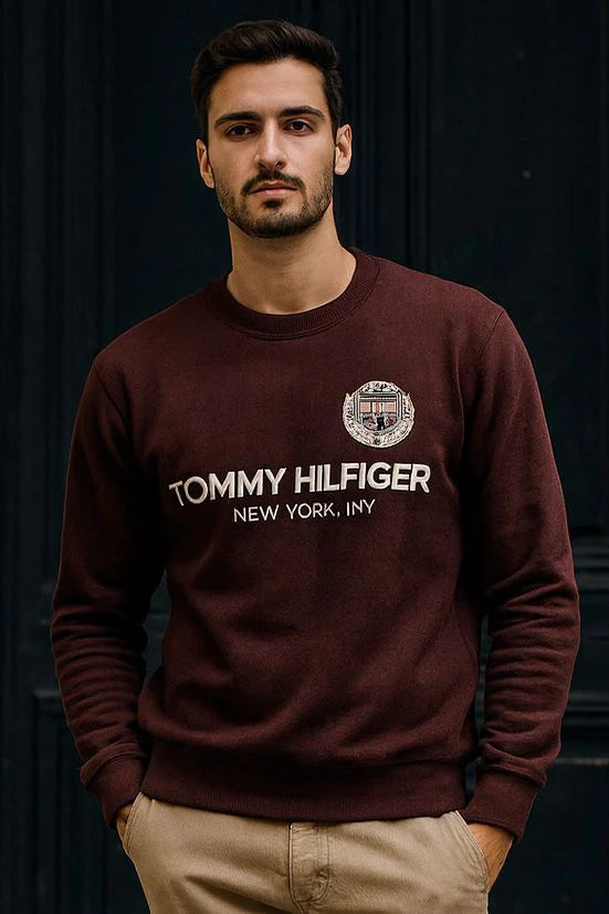 SOFT COTTON FLEECE SWEATSHIRT'S-BROWN