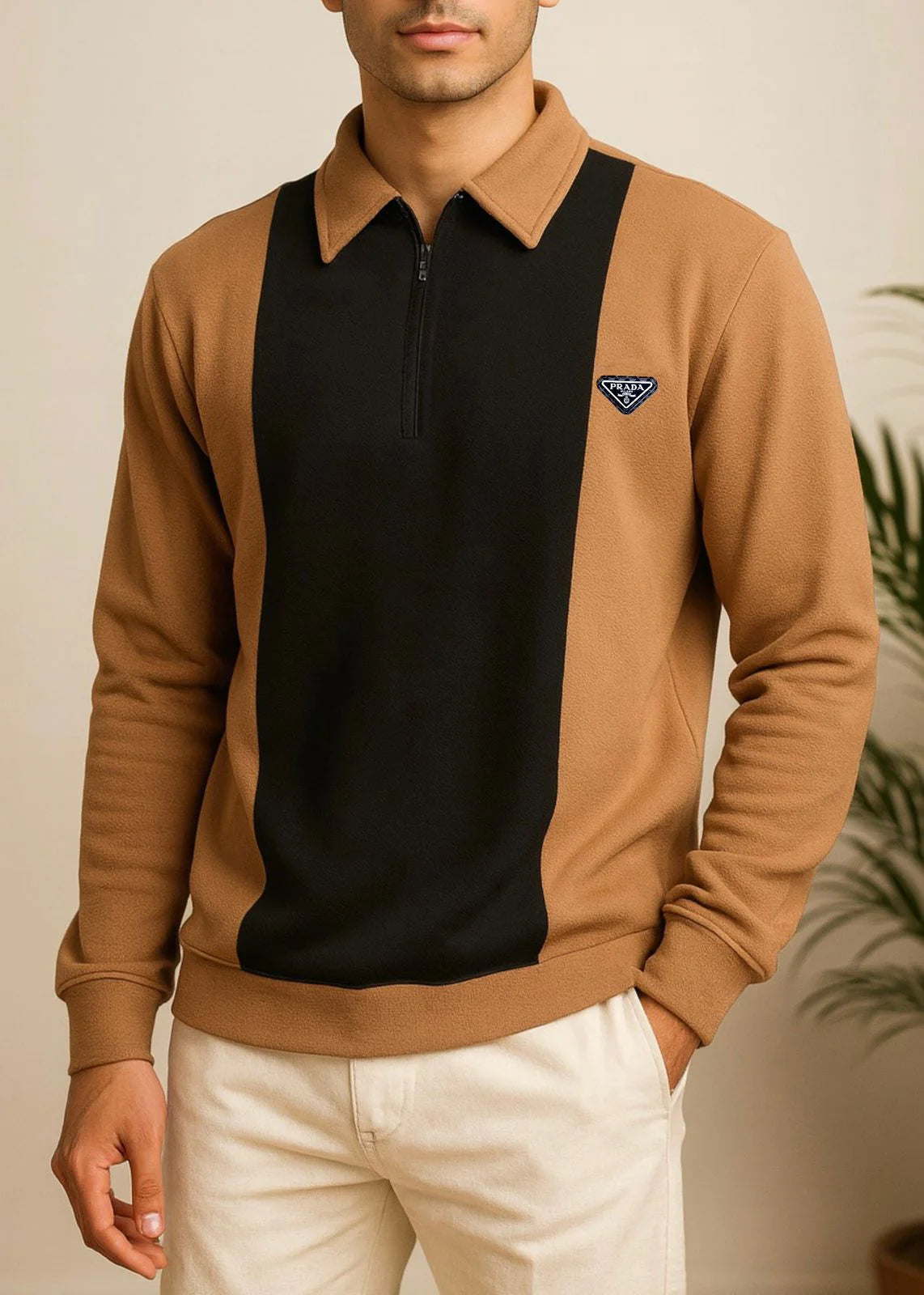 BROWN STRIDE CONTRAST POLO-LF
