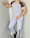 005 BROWN LOGO & BROWN PANEL COTTON TWINSET TRACKSUIT - GREY