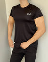 LYCRA COMFORT STYLISH HALF SLEEVES FORMAL T-SHIRT - BLACK